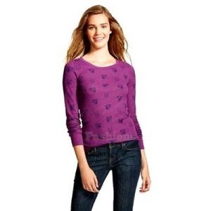 Target Mossimo Supply Co. Purple Owl Long Sleeve Waffle Knit Thermal